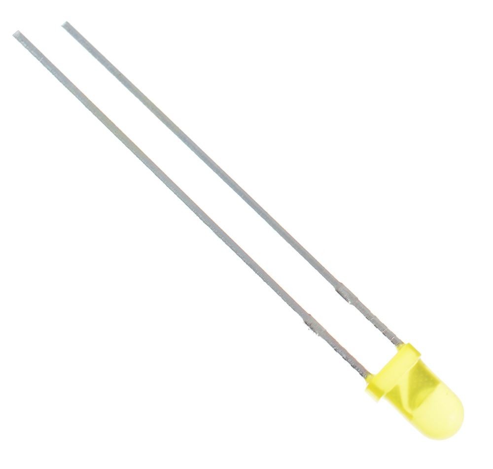100 x Yellow 3mm LED Diffused 250mcd 40°