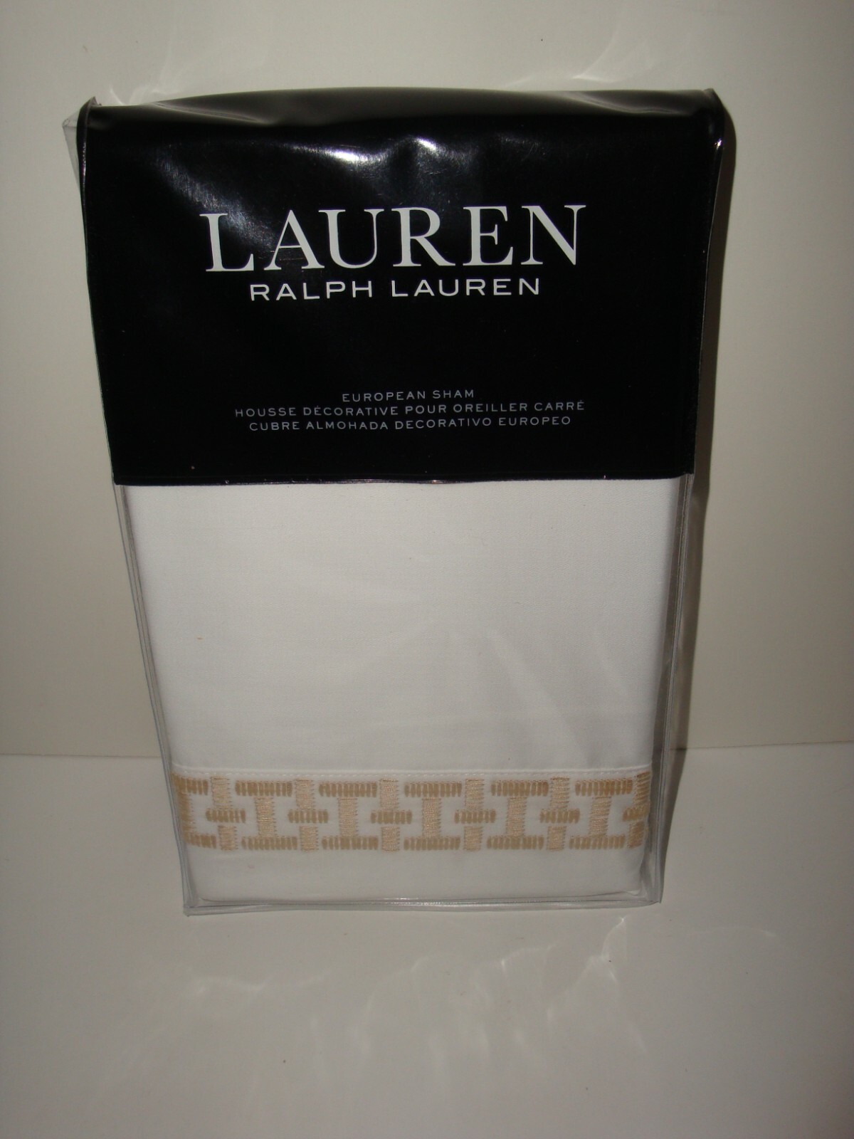 Ralph Lauren Spencer Embroidery Sateen Euro Sham White Wheat $150