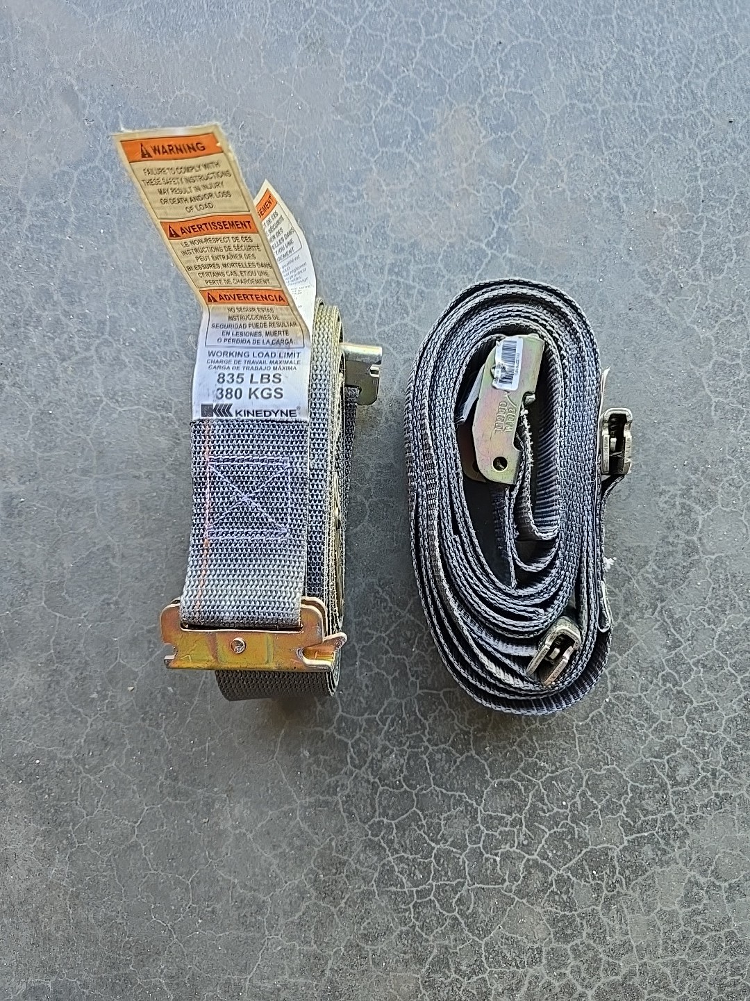 Kinedyne Logistic Cam Buckle Straps (2) 16'X2" 835LB Gray 6510601