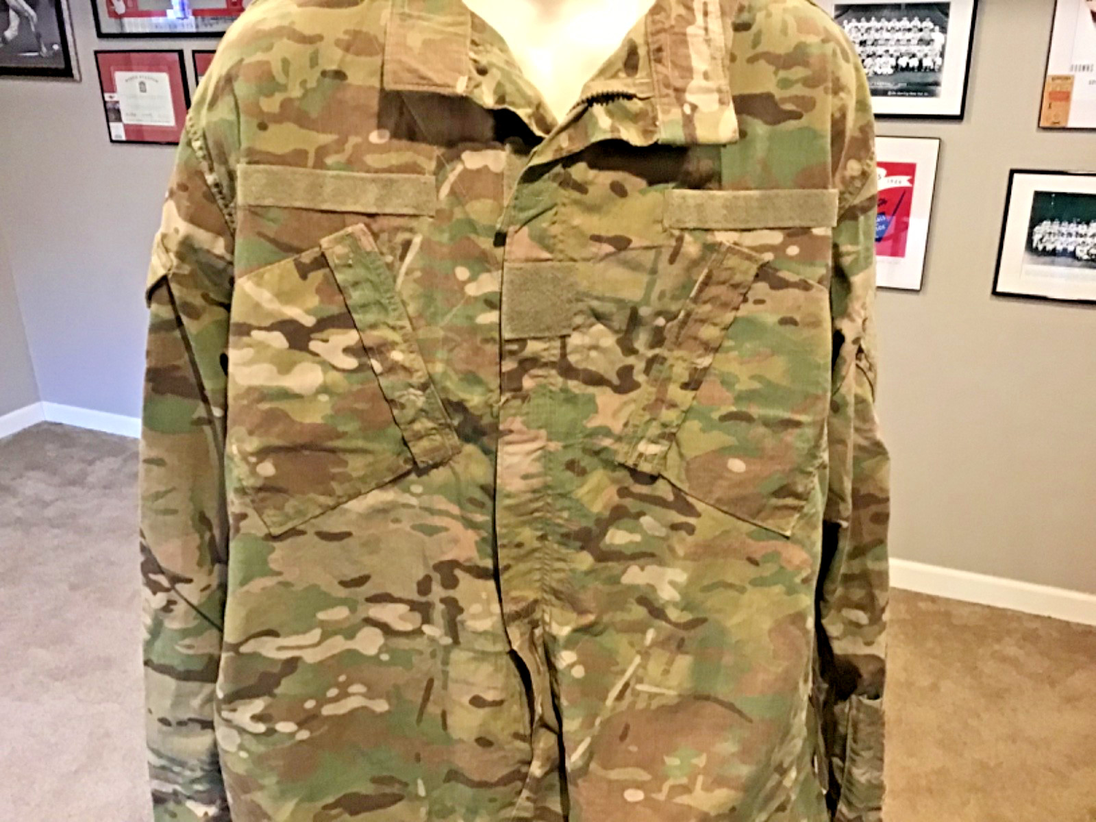 U.S. Army NATO Camo Jacket Size Large Multi Pockets Full Zip Authentic 8090-0414