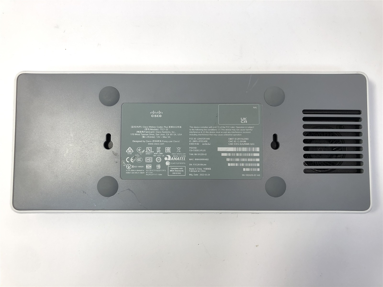 Cisco Webex Plus TTC7-25 CS-Codec-Plus w/ AC