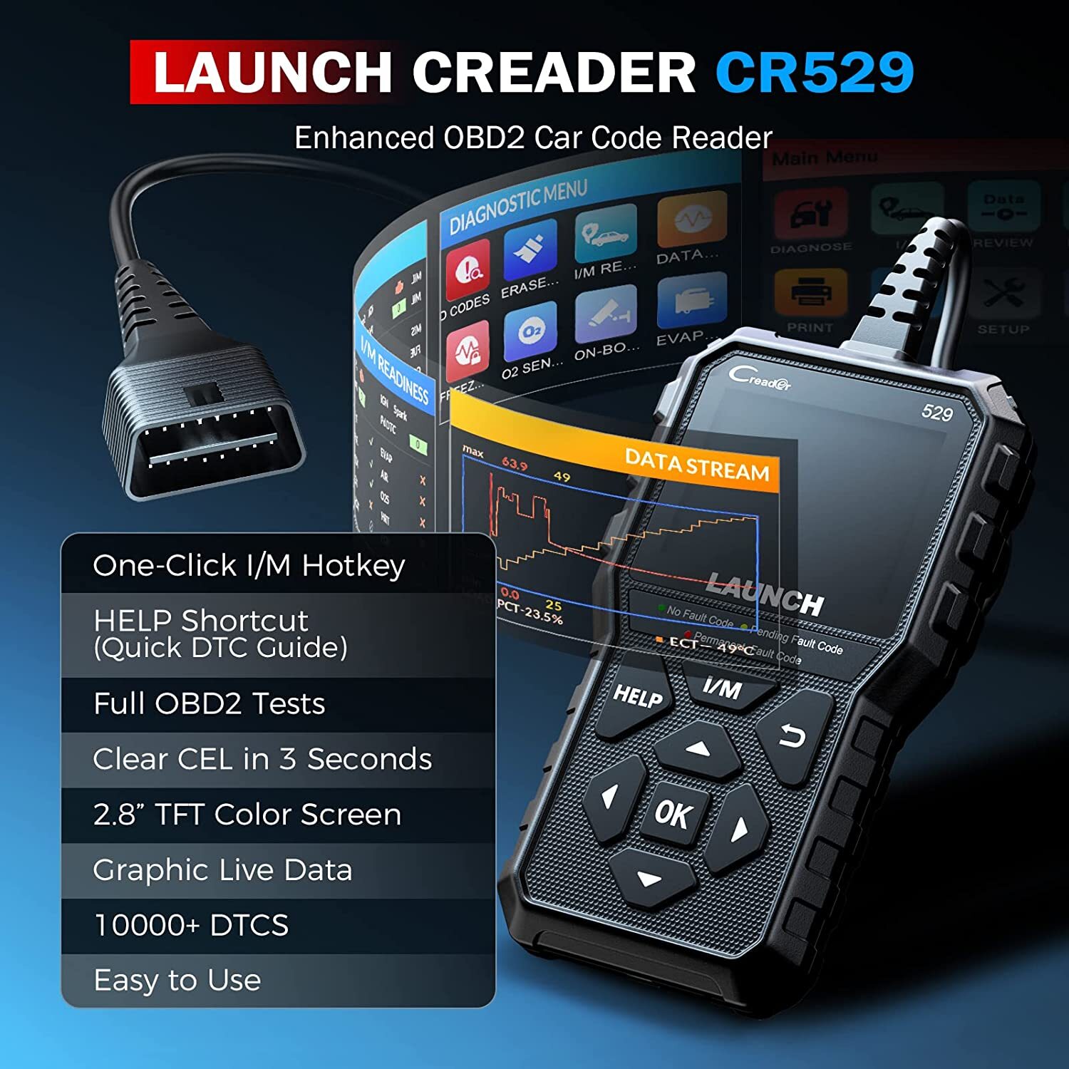 2025 LAUNCH X431 CR529 OBD2 Engine Check Car Code Reader Scanner Diagnostic Tool