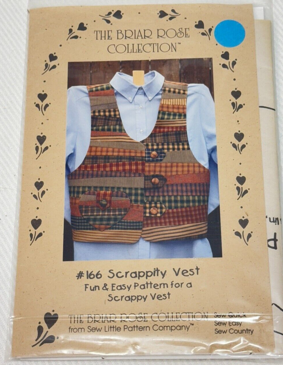 Vtg 1999 #166 The Briar Rose Collection Scrappity Vest Sewing Craft Pattern