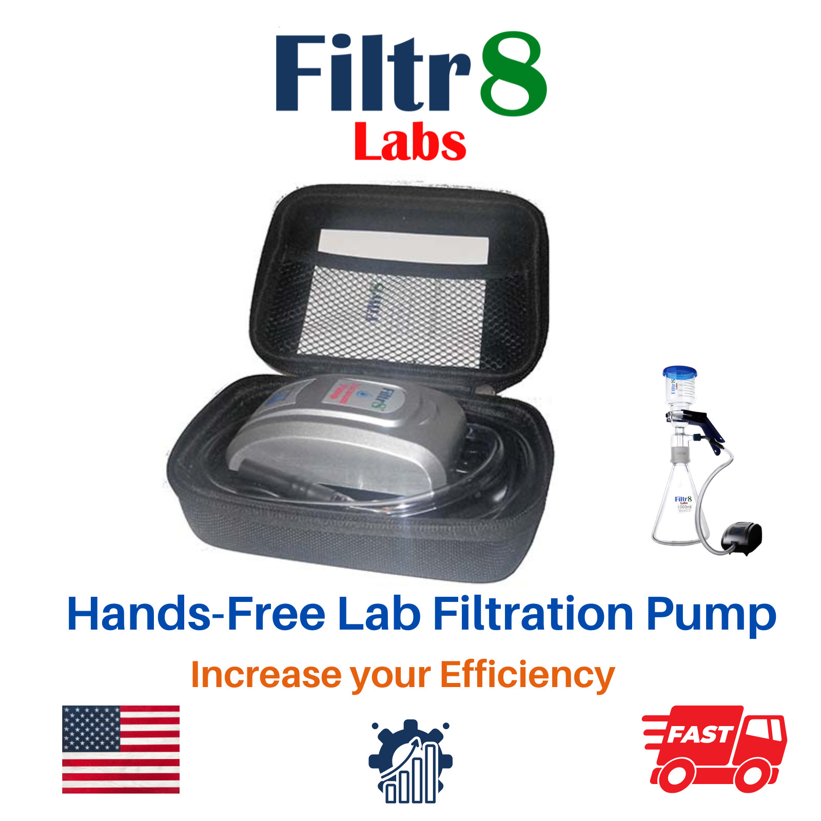 Be the Hero of Your Lab | Hands-Free Lab Vacuum Filtration  Pump | Filtr8 Labs