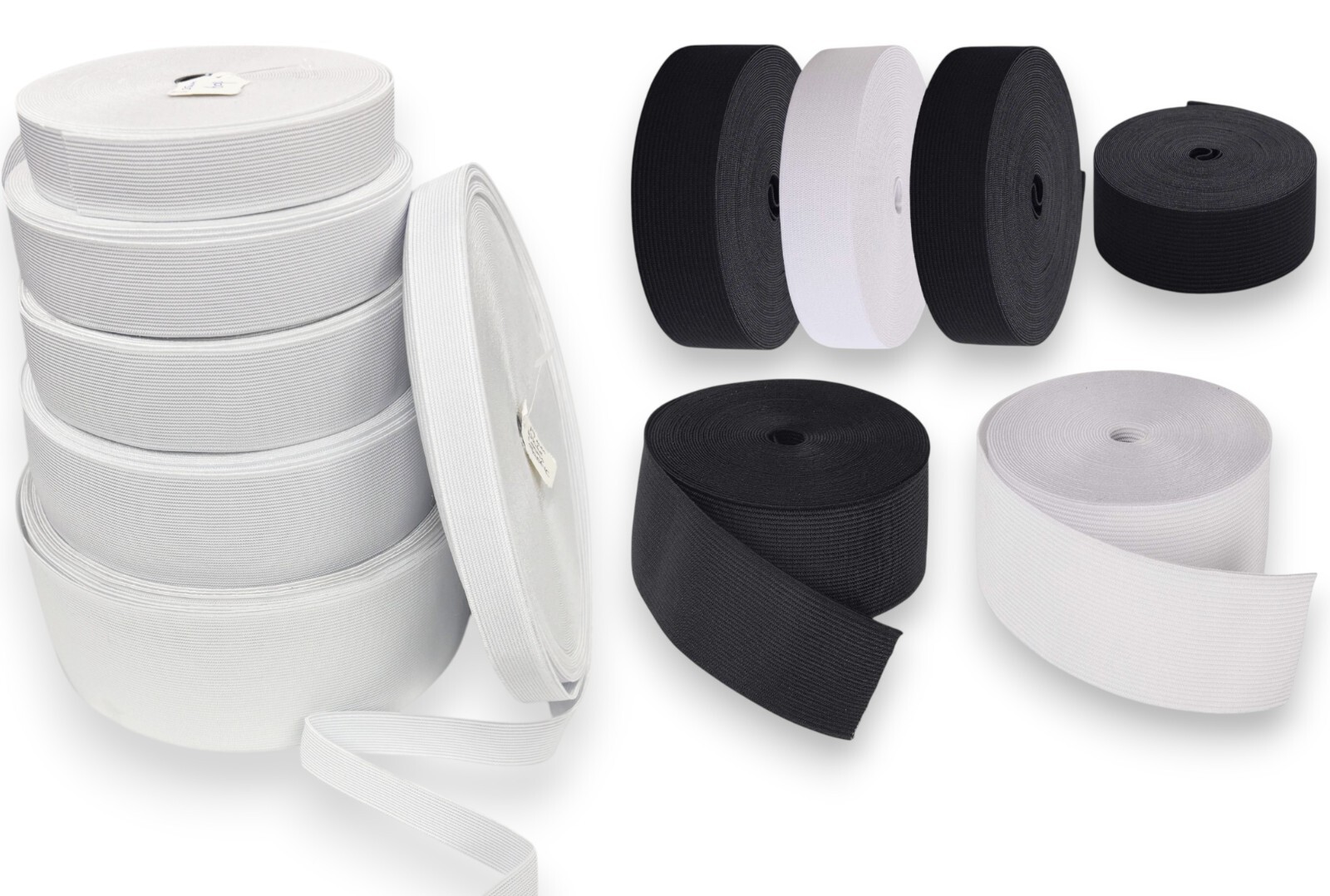 Loom Elastic Flat White or Black Woven Stretch Band Dressmaking Sewing