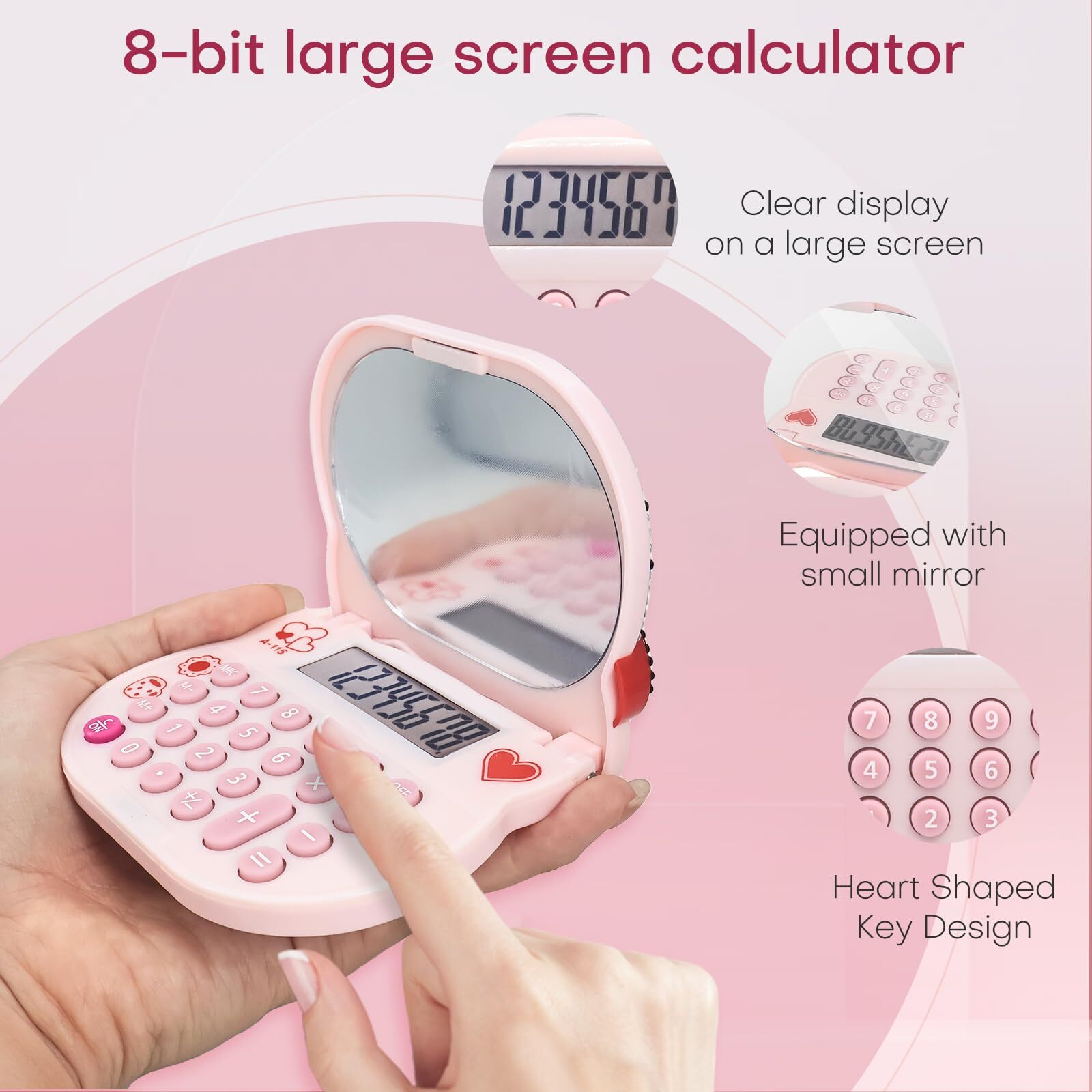 Cute Calculator Makeup Mirror Calculator Basic Calculators Desktop 8 Digit wi...