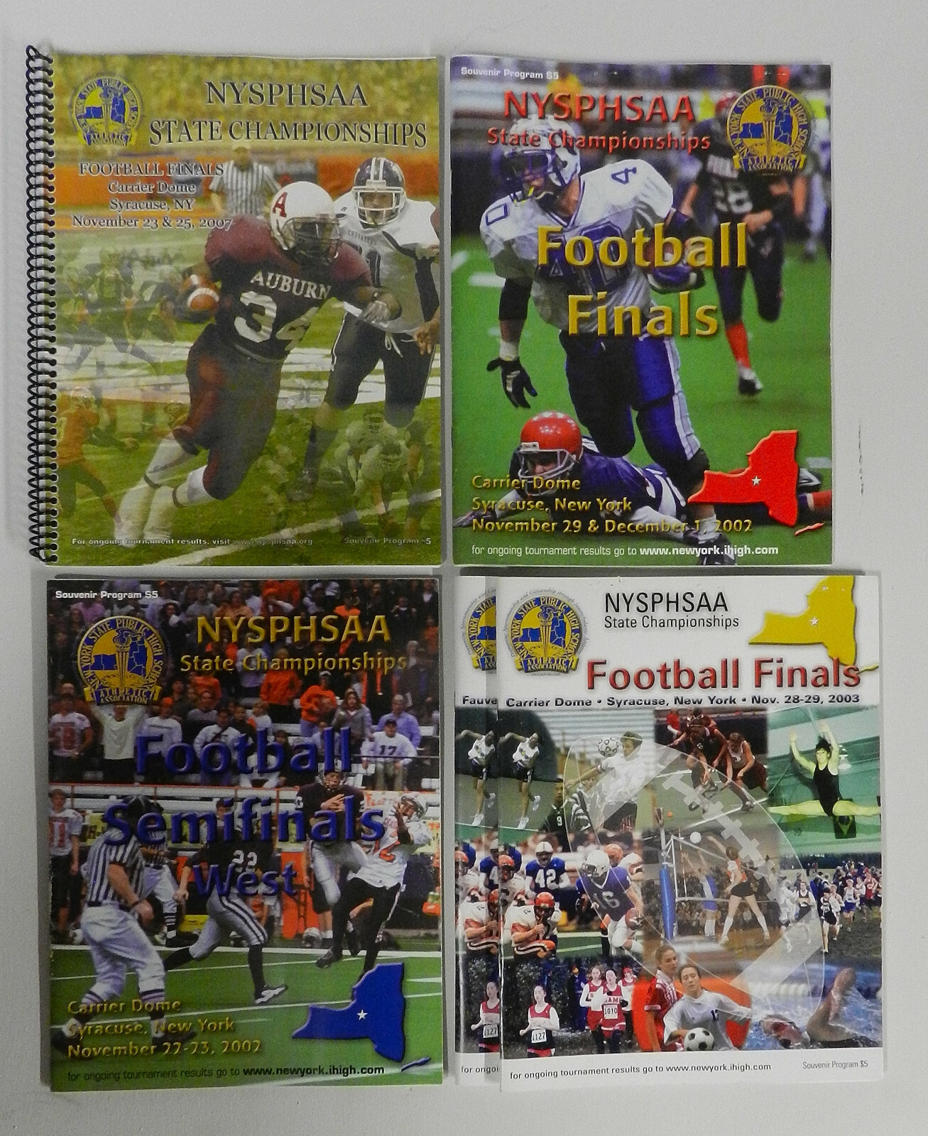 (5) 2002 2003 2007 NYSPHSAA NEW YORK STATE HIGH SCHOOL FOOTBALL PROGRAMS LOT