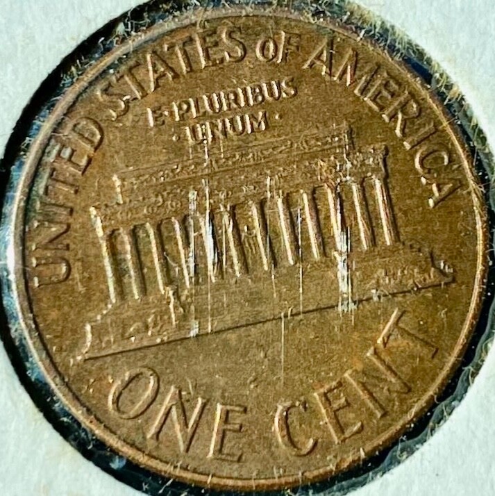 1961 D & 1960 D LINCOLN CENT LAMINATION OBVERSE