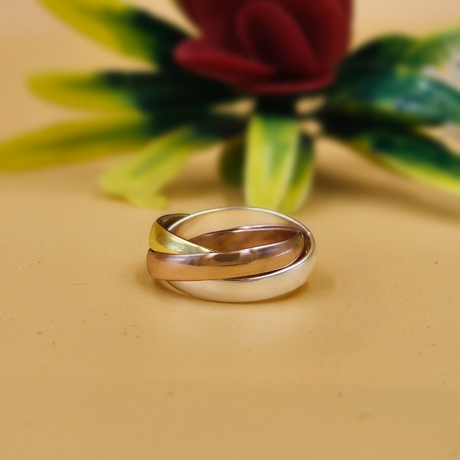 Multitone Russian Wedding Rings 925S terling Silver Interlocking  Rolling Rings