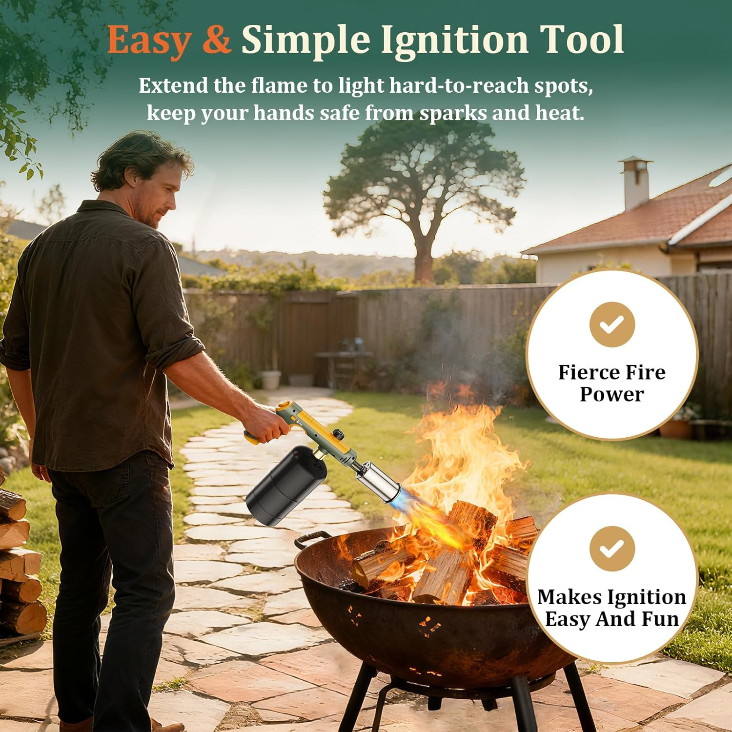 Powerful Propane Torch, Kitchen Cooking Torch, Culinary Torch Campfire Starter,