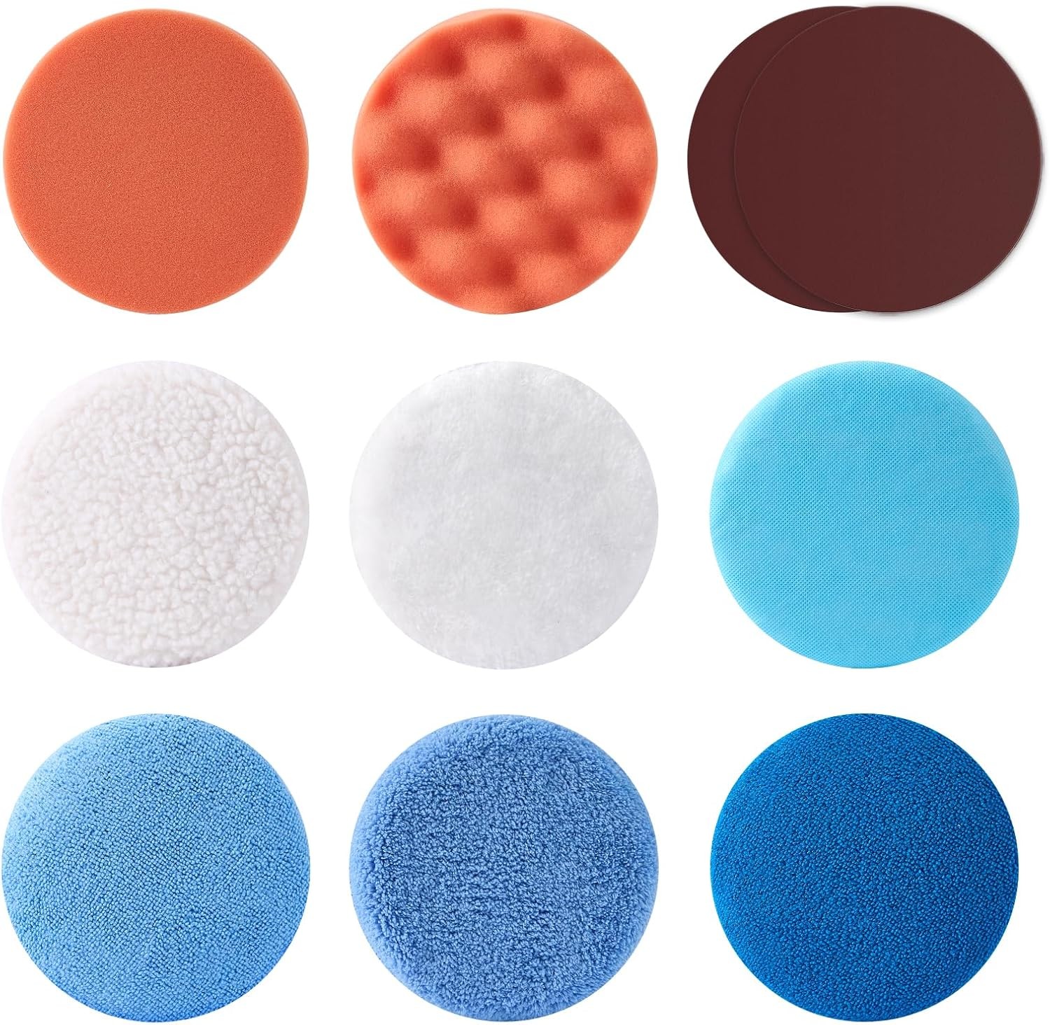 6 in Cordless Buffing Bonnet Pad 10 Polishing Kit Car Detailing Sponge for Waxer