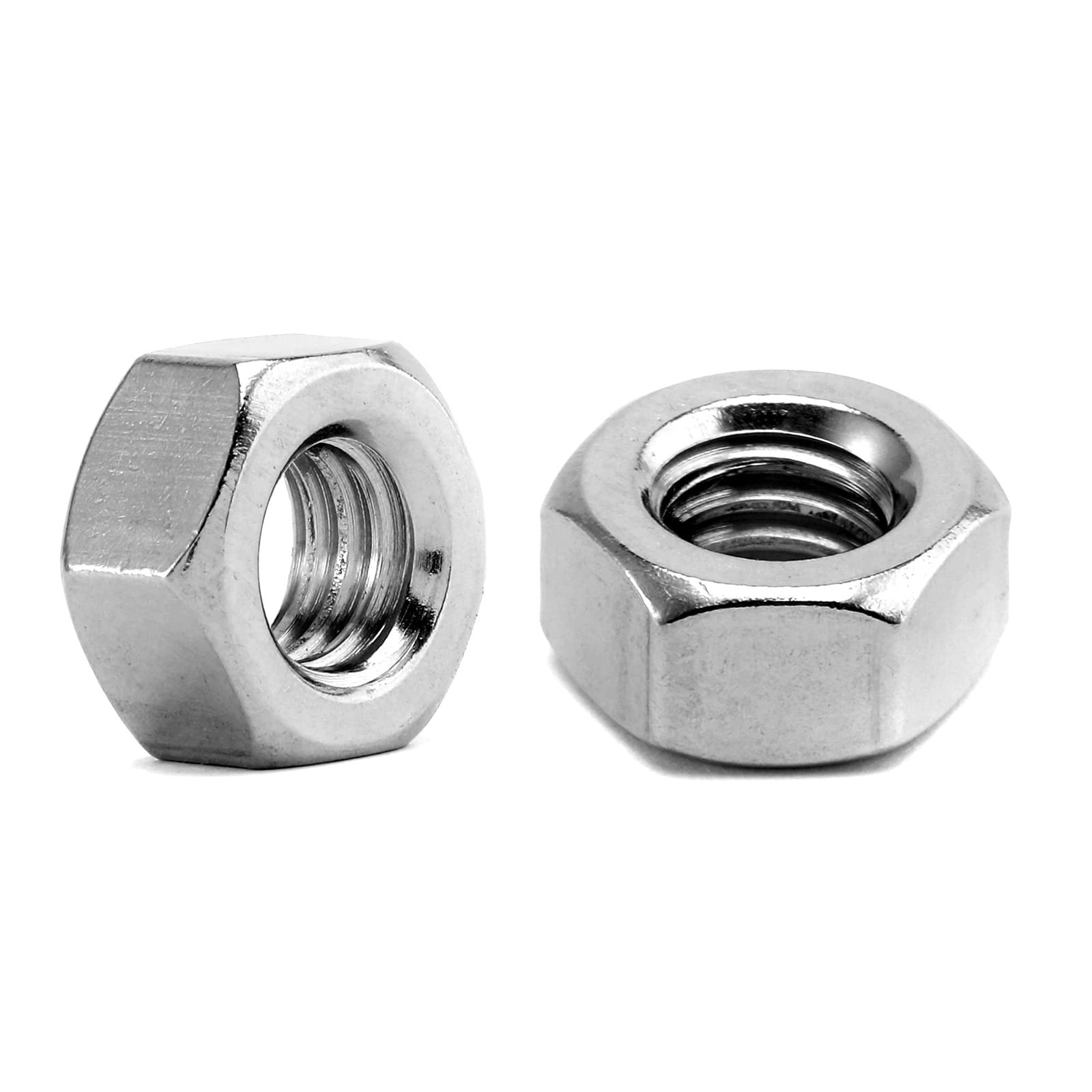 5/16-18 Hex Nuts 100Pcs 304 Stainless Steel 18-8, Full Thread, Hex Drive, Bri...