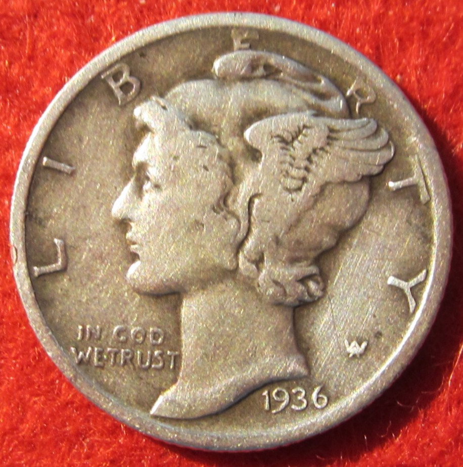 1936 D Mercury Silver Dime - Circulated - Actual Coin H79