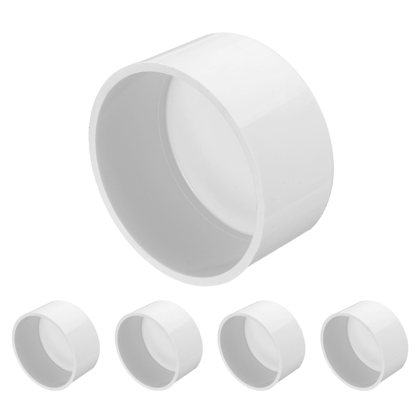 5 Pcs PVC Pipe End Cap Fitting 3 Inch Plug Adapter Socket Fittings, White