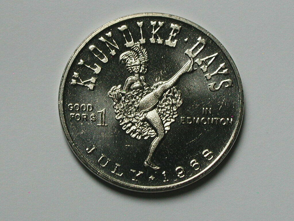 Edmonton AB CANADA 1968 Trade DOLLAR Token with Klondike Days Can-Can Dancer