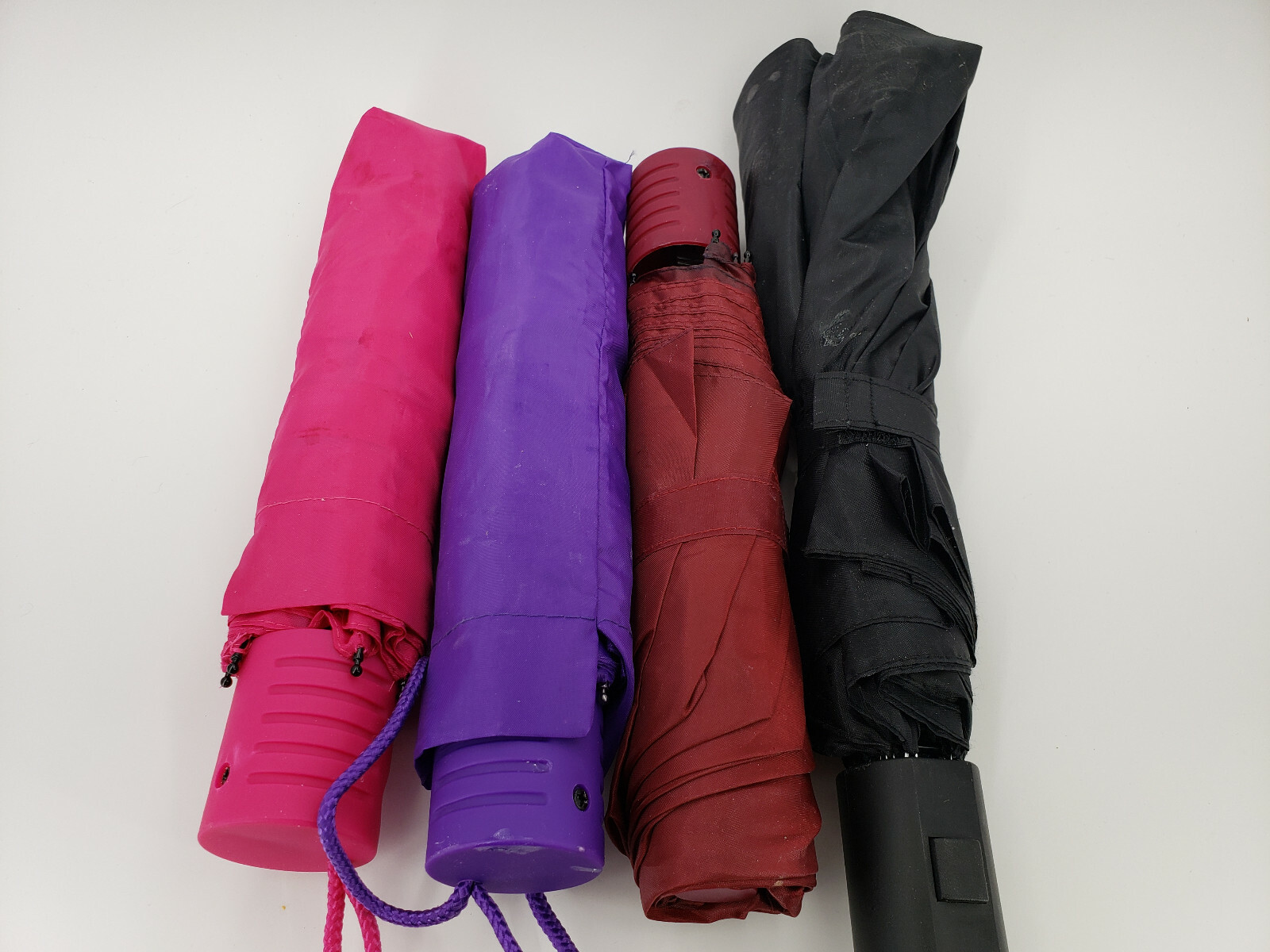 RAIN SHIELD 42" MINI FOLDING AUTOMATIC UMBRELLA PURPLE BURGUNDY PINK & BLACK