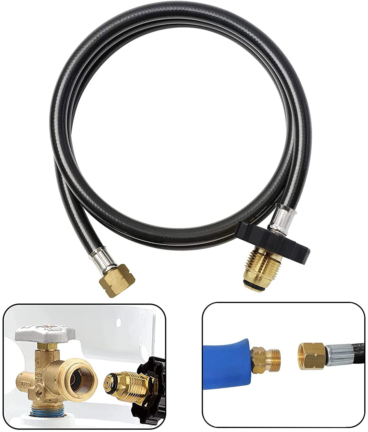 350PSI Soft Nose P.O.L valve with 12 Feet Propane Weed Burner Torch Hose Adapter