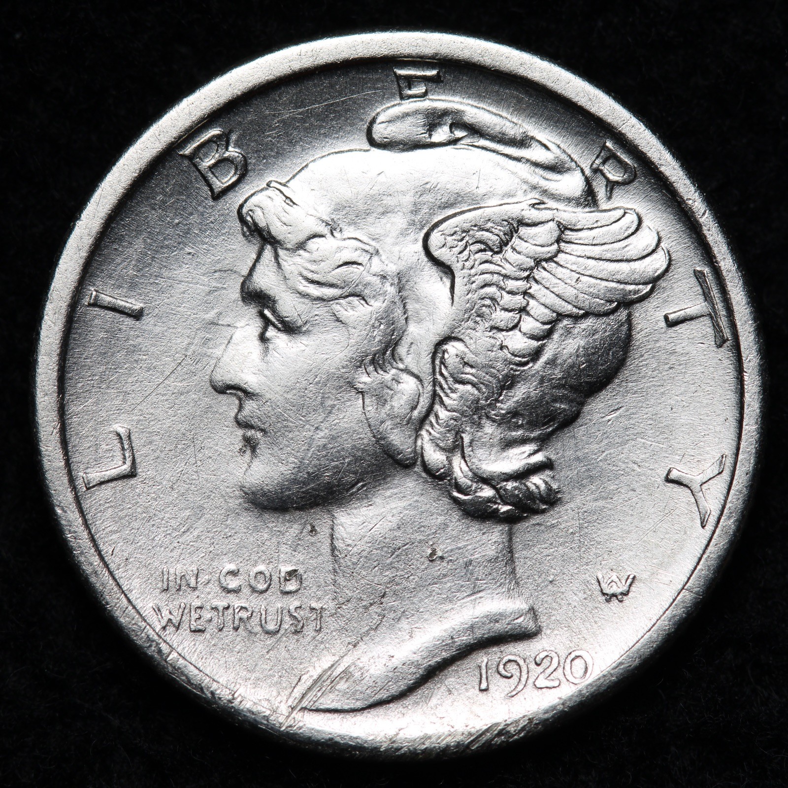 1920-D Mercury Silver Dime AU+ E290 XZCB