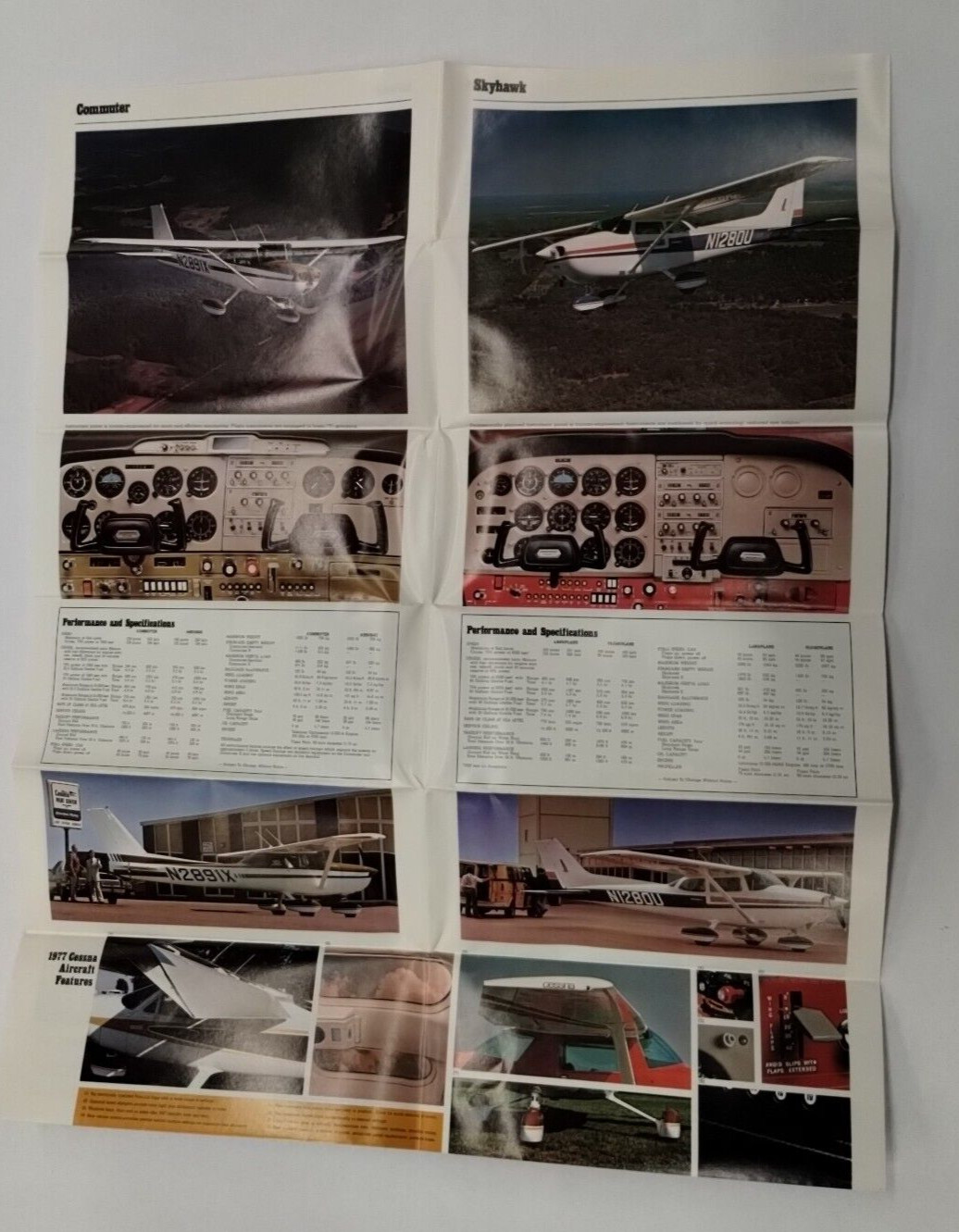 2-Cessna 1977 Commuter, Skyhawk/100, Hawk XP & Cardinal Brochures-Original