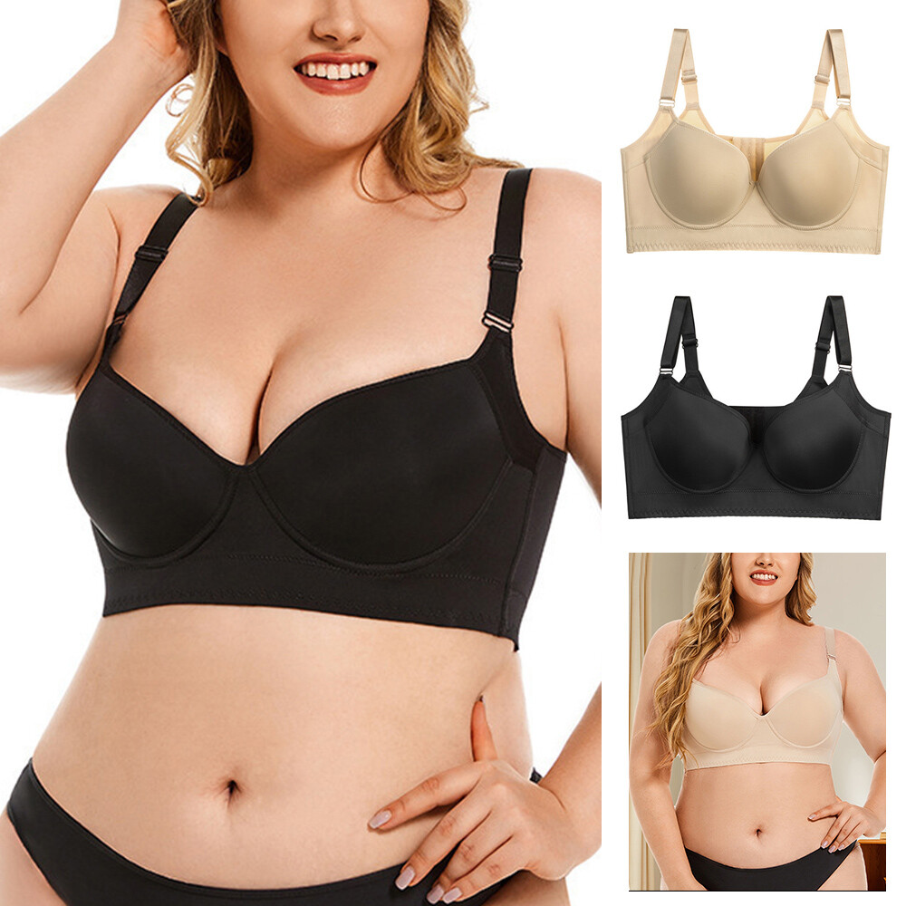 Fashion Deep Cup Bra Hides Back Fat Women Push Up Full Back Coverage Plus Size