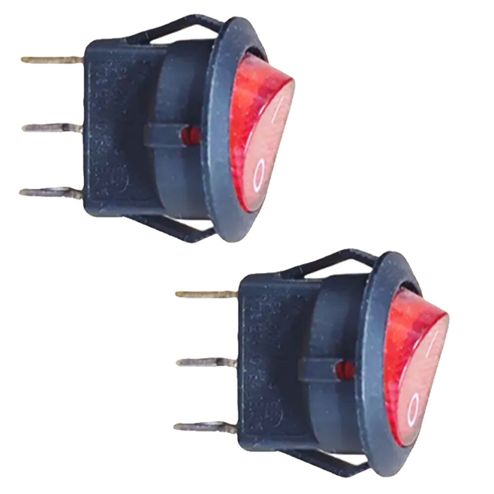 4x For SPST 3 Pin ON/OFF Round Rocker Switch With Red Neon Lamp 10A/125VAC NEW