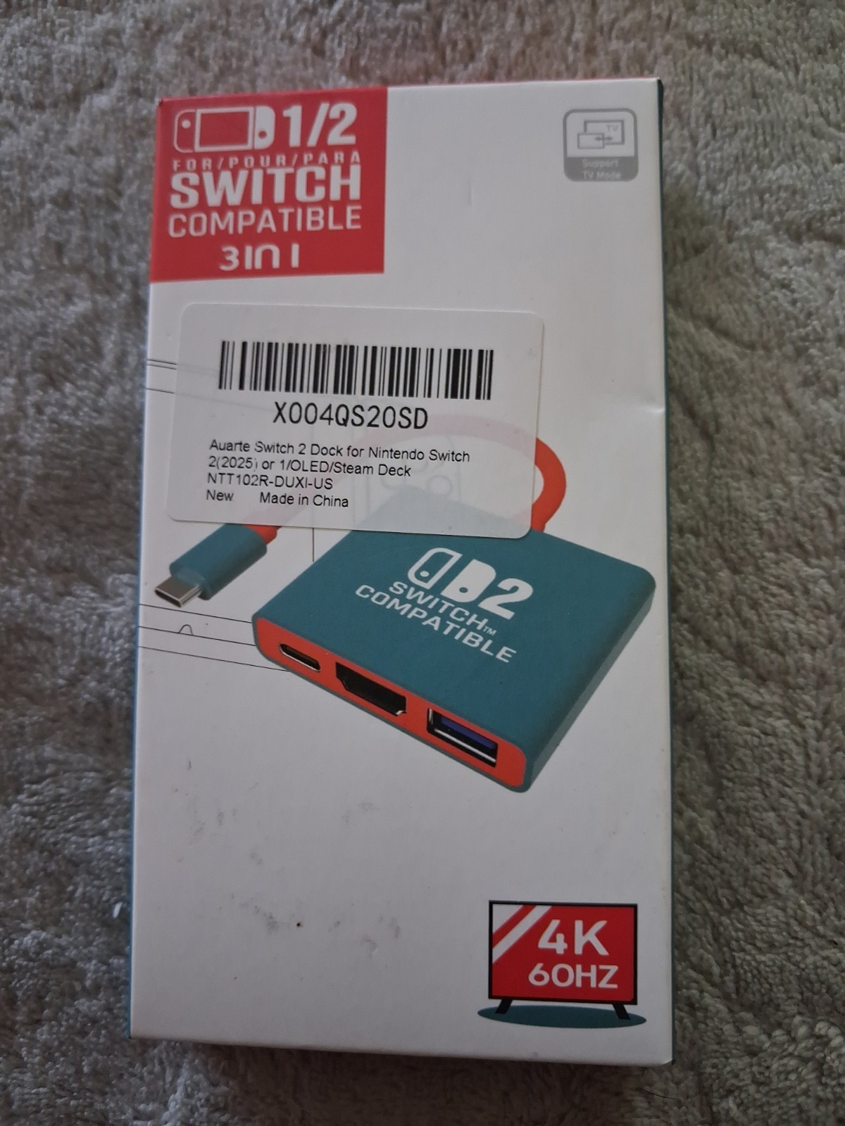 Switch 2 Dock Adapter 4K HDMI 60Hz TV Mode USB 3.0/C