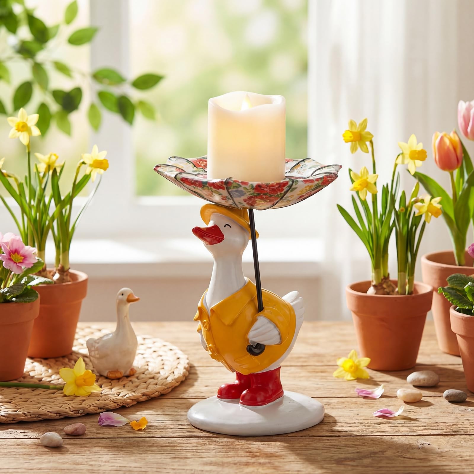 Silly Goose with Raincoat Candle Holder Cute Duck Candle Holder Silly Goose w...