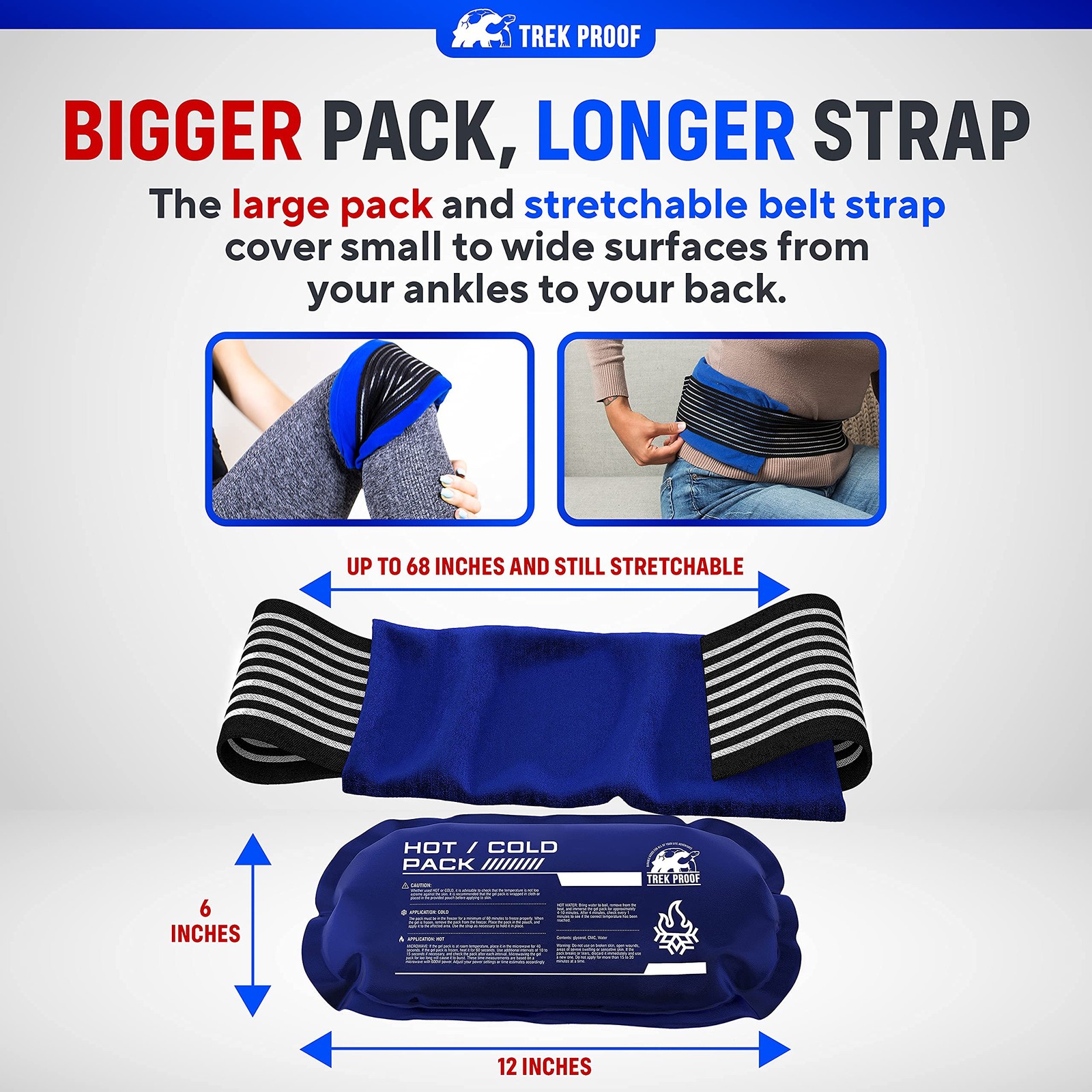 Ice Pack (3-Piece Set) – Reusable Hot and Cold 3 Piece Set - Large, Blue