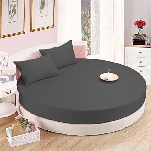 4 Piece Round Bed Sheet Set - Solid Gray  600 TC Cotton Pocket Up to 20" In -