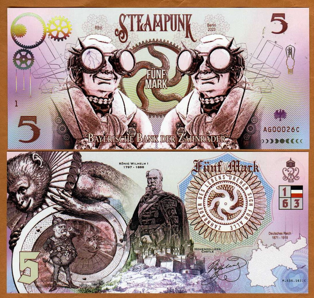 Steampunk, 5 Mark, Fantasy Polymer, 2023 Intriguing