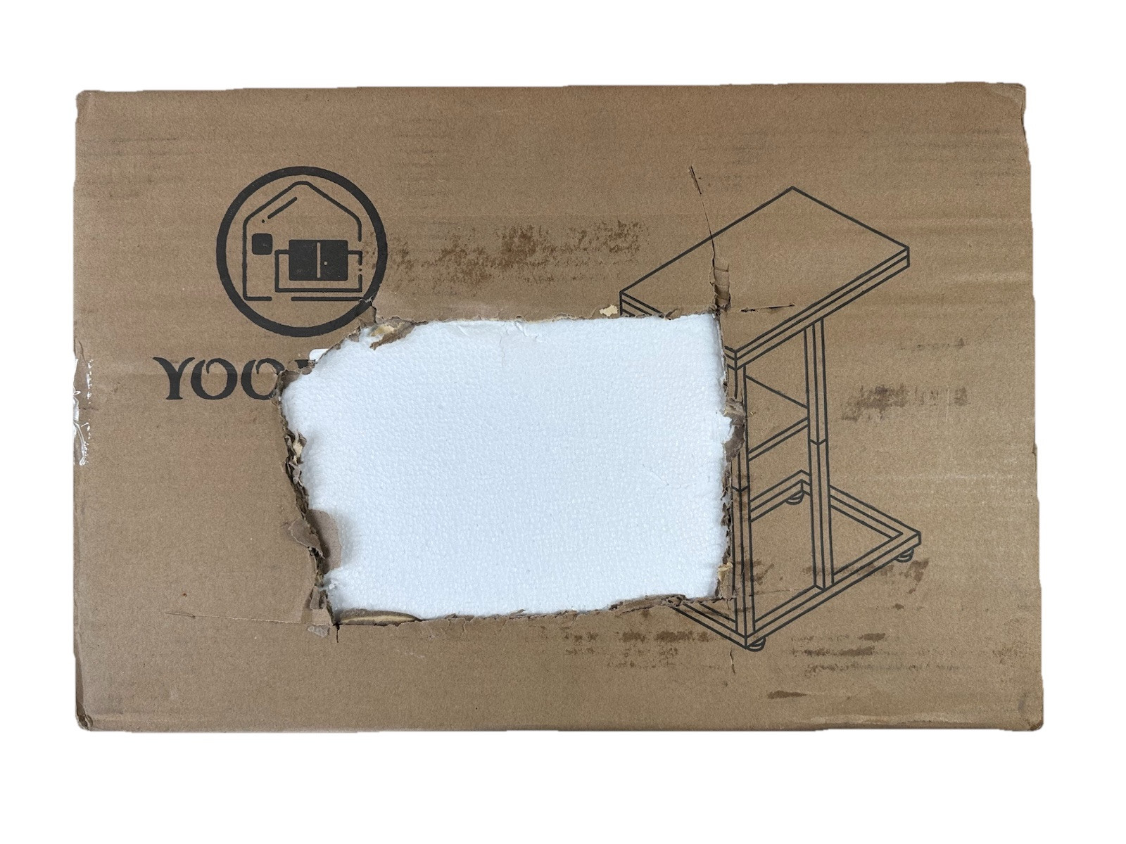 Yoobure C Shaped End Table with Charging Station for Living Rustic Brown