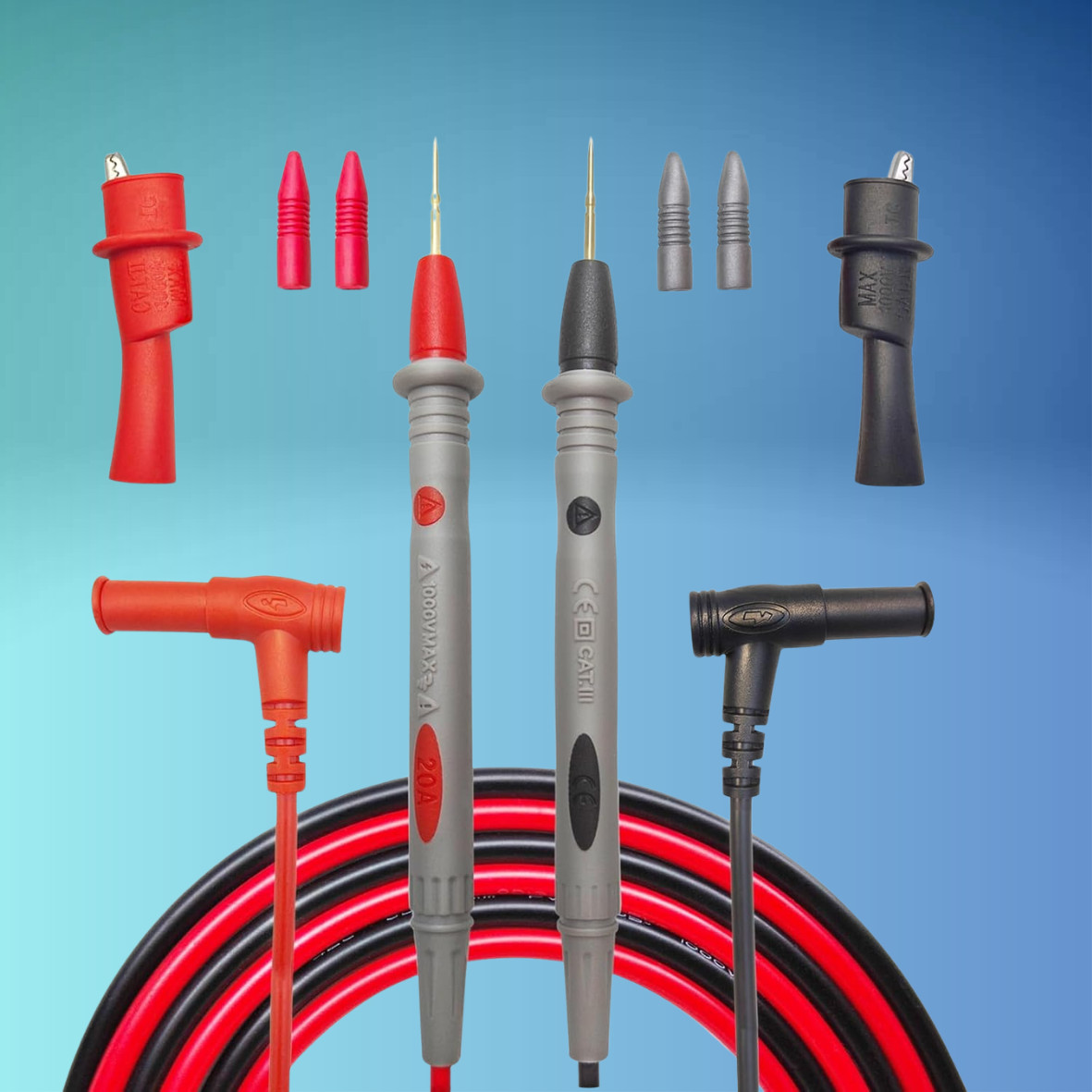 Multimeter Test Leads for Fluke Meter Electrical Alligator Clip Probes 1000V 20A