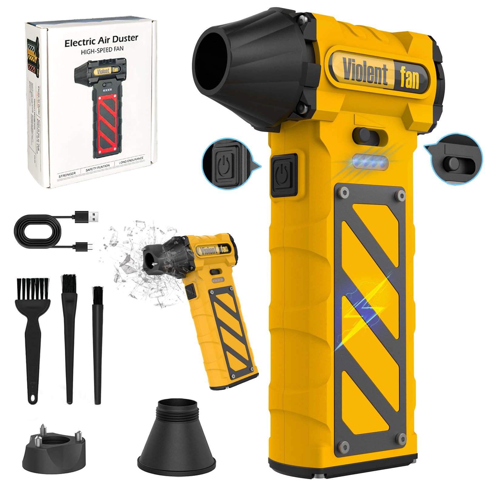 Electric Air Duster-Compressed Air Duster,60mph Wind Stepless Speed Canned Ai...