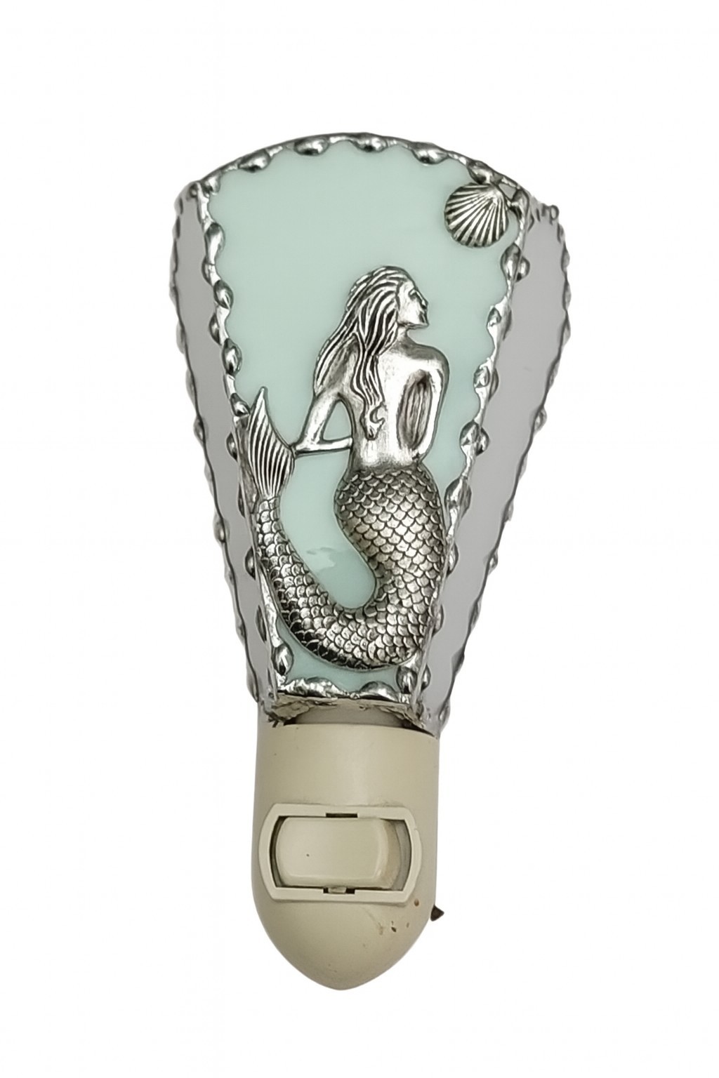 Night Light Plug In Mermaid Beach Décor Green Stained Glass