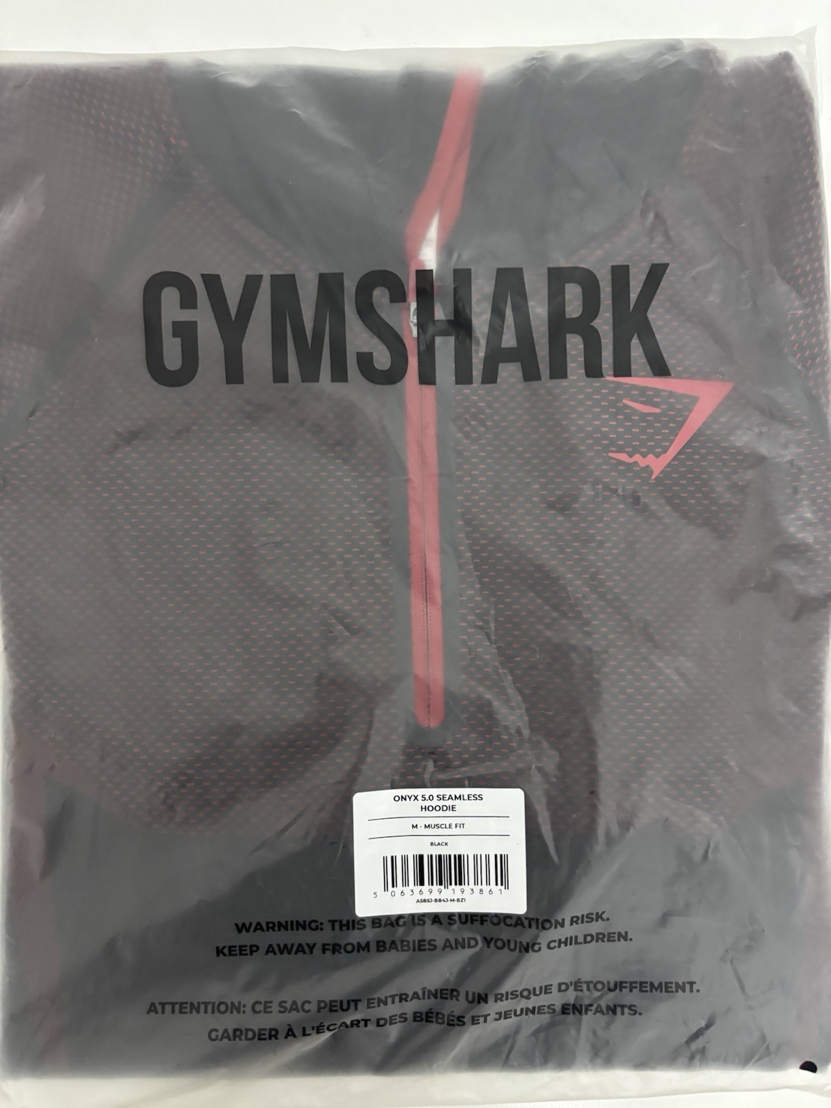 Gymshark Onyx V5 Hoodie Onyx Grey (Black/Red) - Medium (M) ✅ Stock in Hand