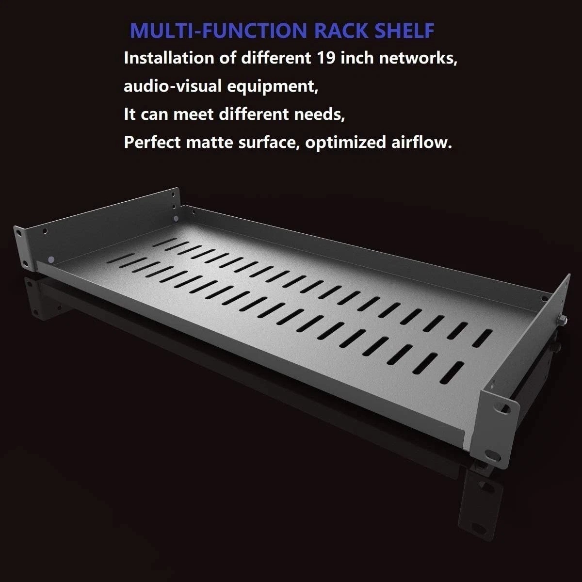 2 Pack 1U Vented Cantilever Shelf 8" 19" Rack Mount