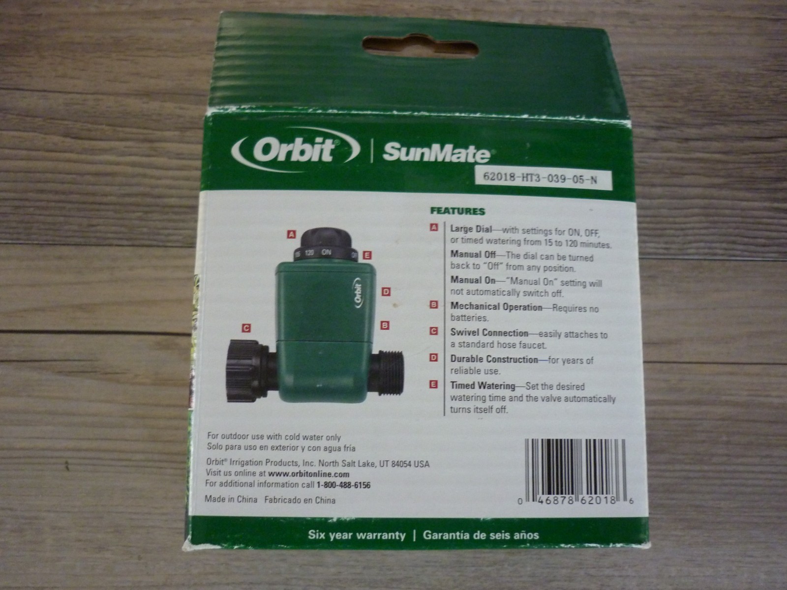 ORBIT SUNMATE MECHANICAL HOSE FAUCET TIMER MODEL 62018 NOS