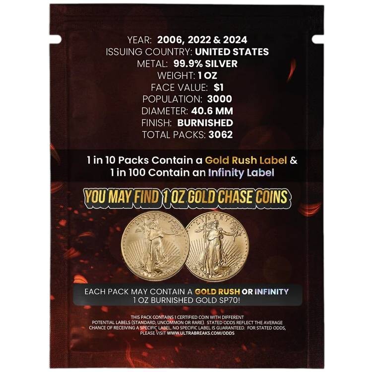 2024W Ultra Breaks HEATWAVE Silver Eagle Burnished PCGS SP70 Coin Mystery Pack