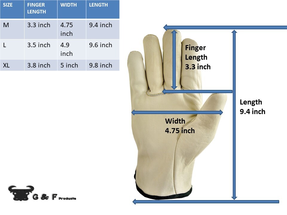 G & F 6003-3 Premium Genuine Grain Cowhide Leather Gloves, 3-Pair Pack