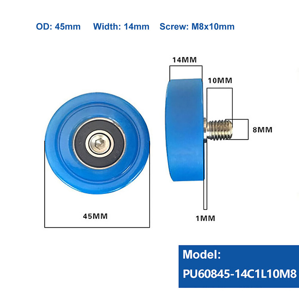 M8 Male Threaded Screw Bearing Guide Wheel Flat Roller PU Polyurethane Pulley