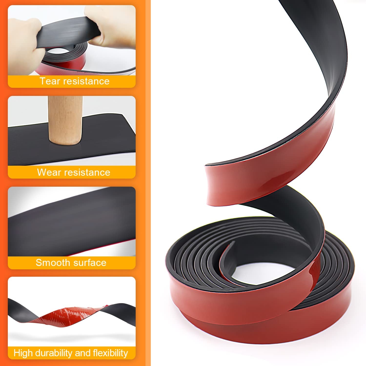 Adhesive Rubber Strips Neoprene Sheet, 1" Wide, 1/8" Thick, 10' Long