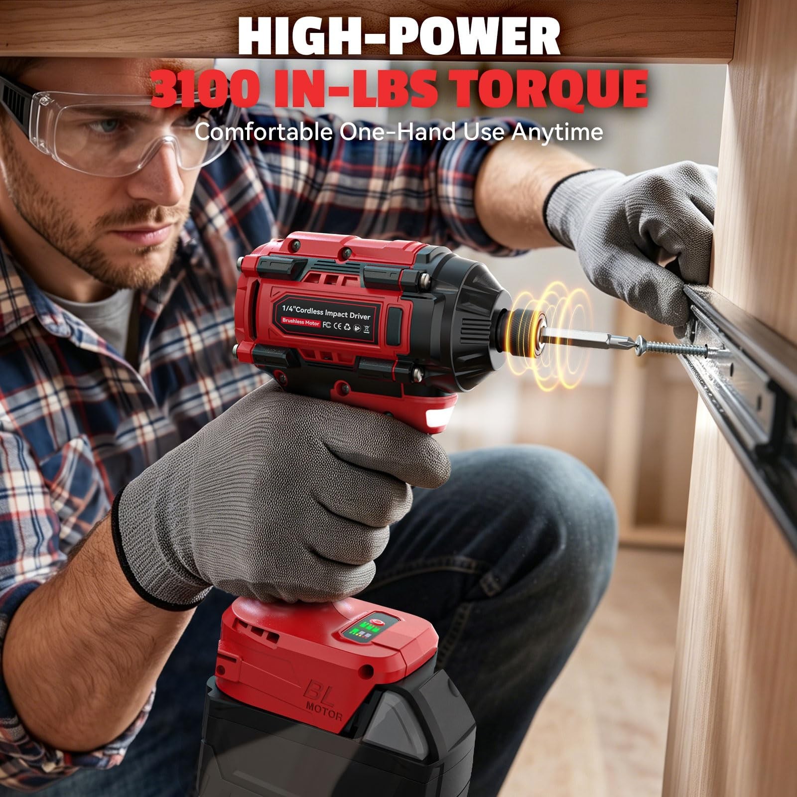 Cordless Brushless Drill & Impact Driver Combo Kit, 18V Battery Compatible, High