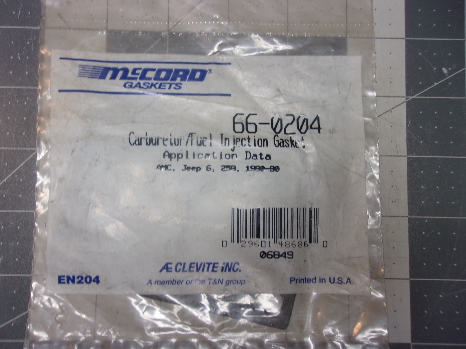 McCord 66-0204 Carburetor Mounting Gasket '80 - '90 AMC Jeep 6 cyl 258