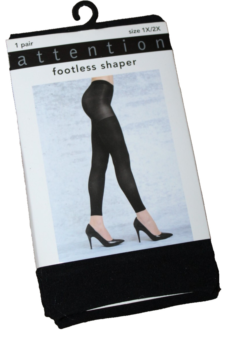 Attention Women's Black Footless Shaper Tights Size S/M-M/L-1X/2X