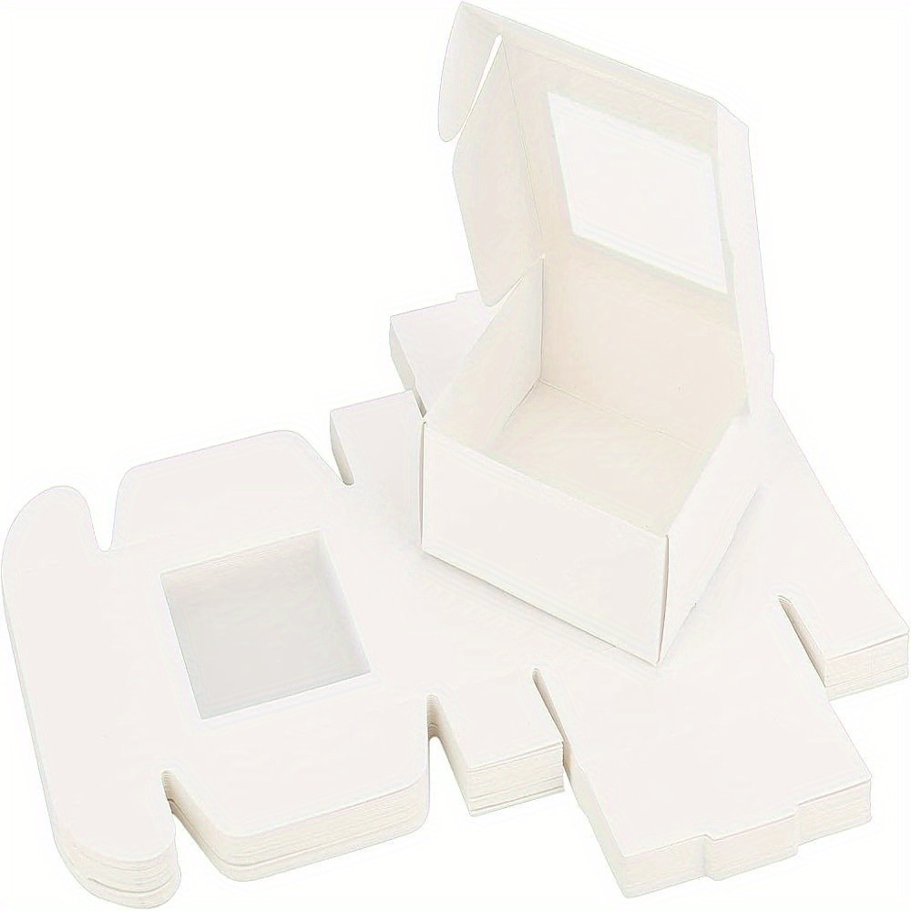 22pcs Kraft Paper Cardboard Jewelry boxes with PVC Window Square White