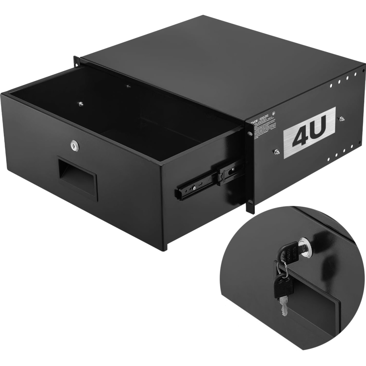 Vevor 4U Rack Drawer Lockable 13 8 In Depth 19 In Rack Mount