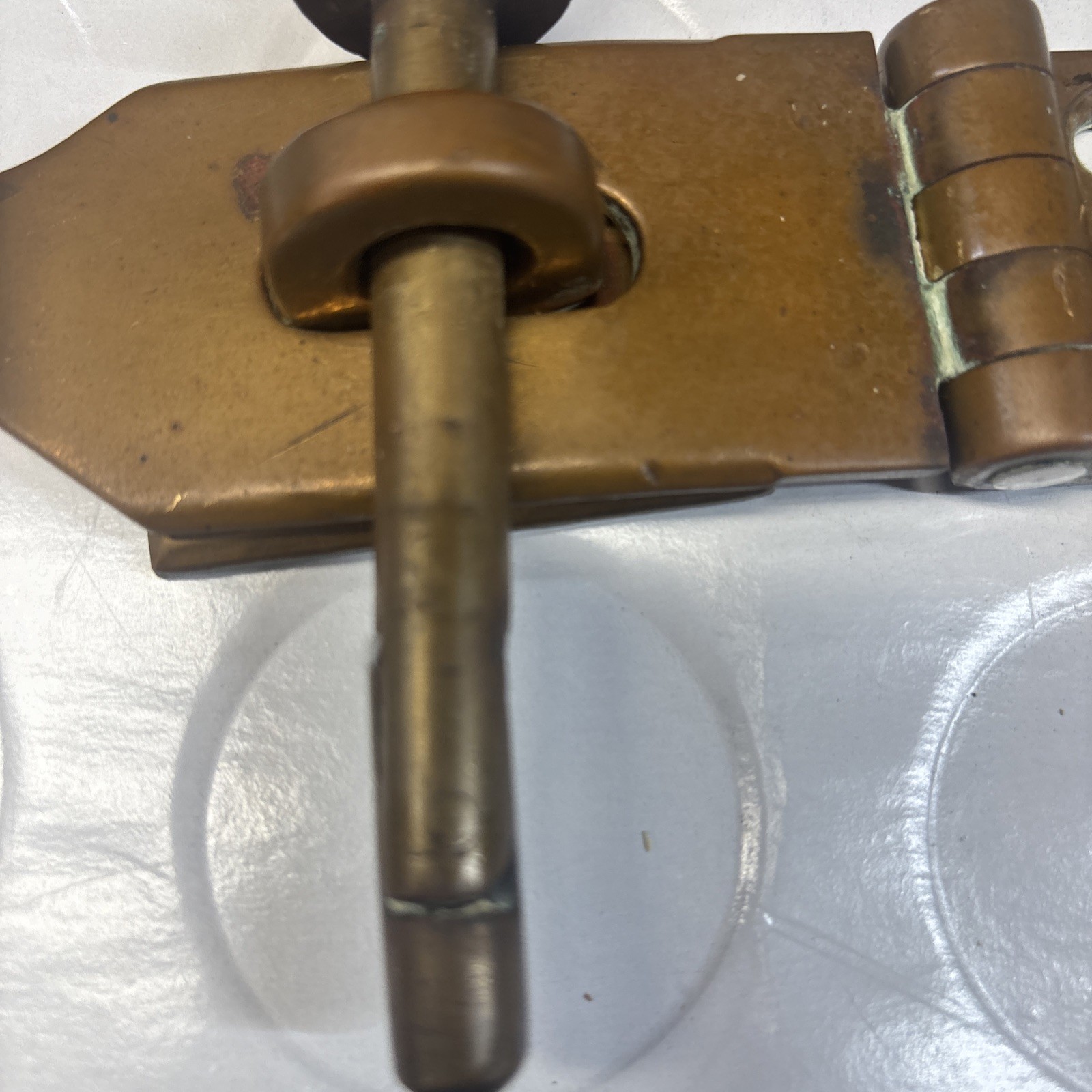 Antique Solid Brass Padlock Hasp Locking Pin Early Industrial Hardware