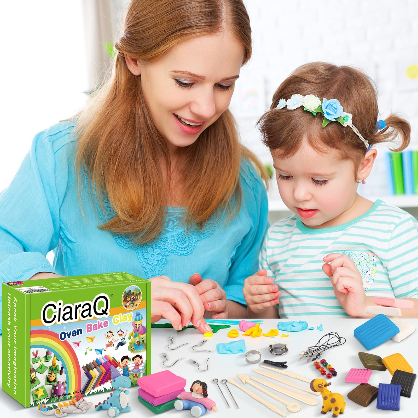 CiaraQ Polymer Clay Starter Kit, Oven Bake Modeling Clay with Sculpting Tools...