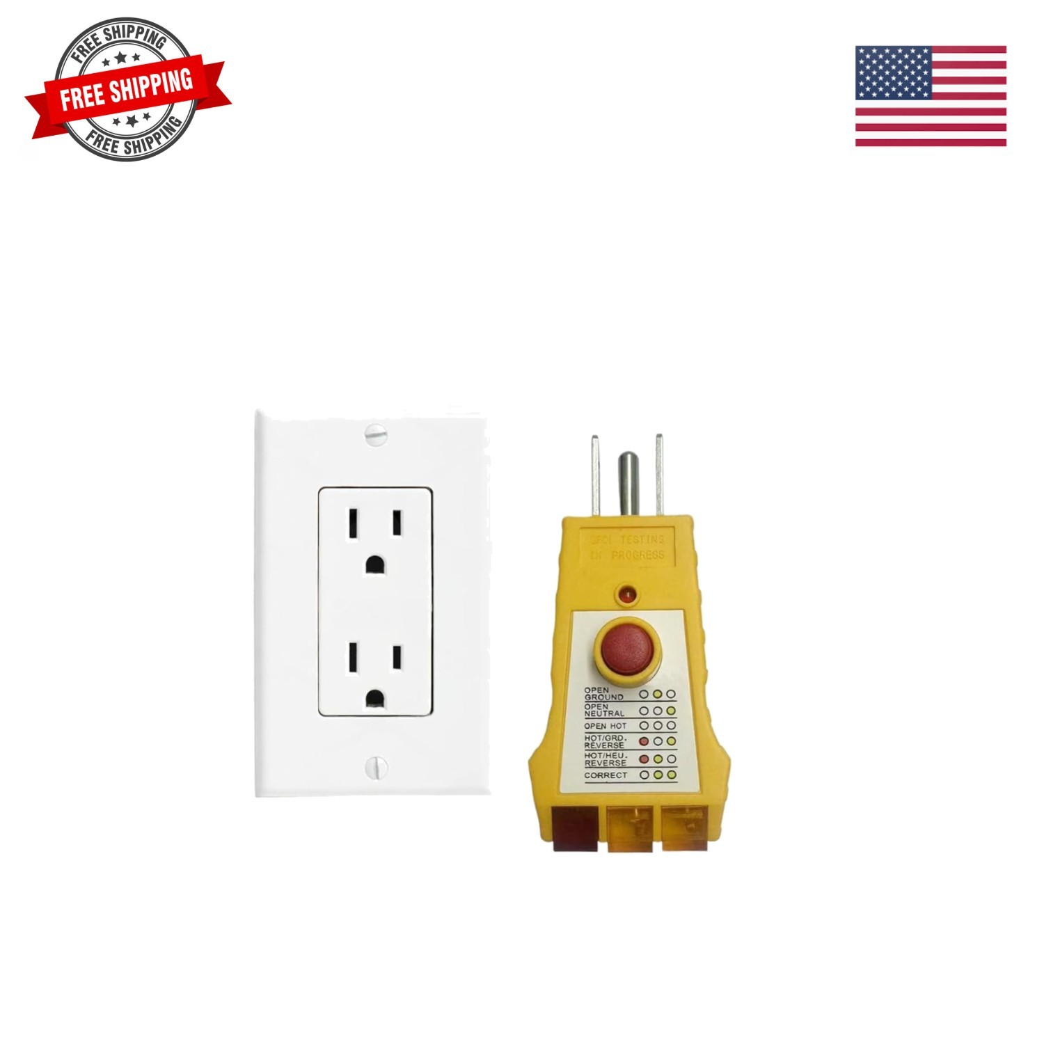 Outlet Tester with GFCI Check - Grounding & Receptacle Circuit Tester, Electr...