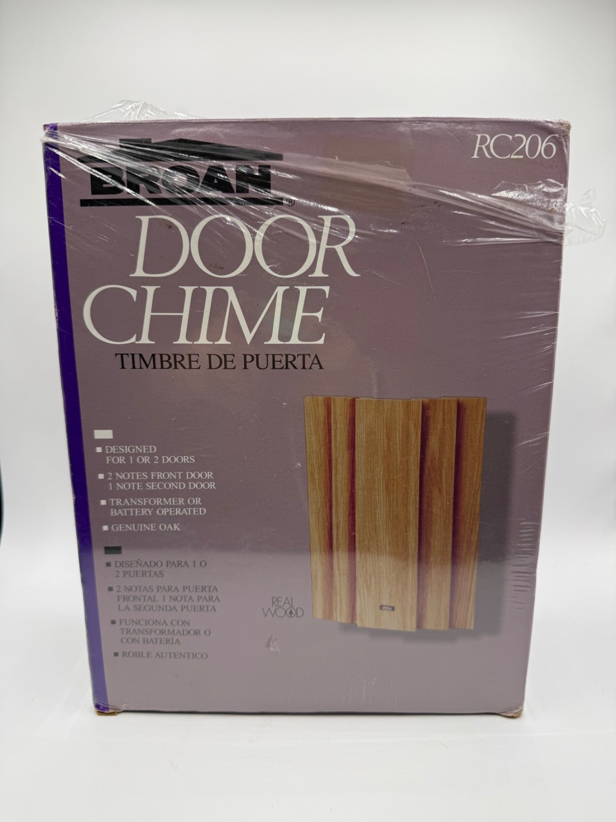 Broan Door Chime RC206 Real Oak Wood Cover With Stepped Front Panels *New